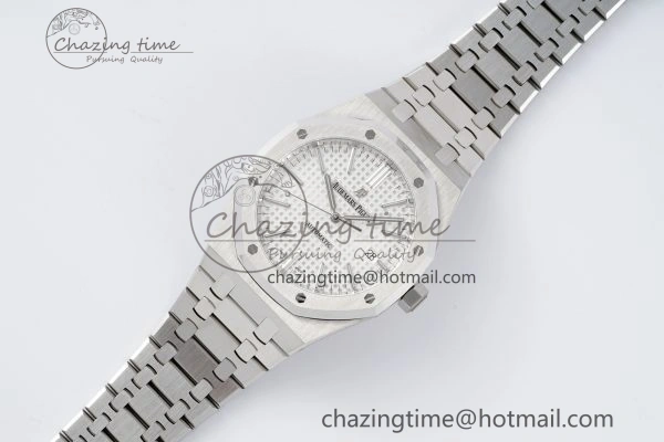 Cozy Royal Oak 41mm 15400 SS APSF 1:1 Best Edition White Textured Dial on SS Bracelet A3120 Super Clone V 4729