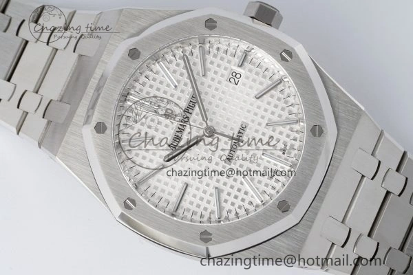 Cozy Royal Oak 41mm 15400 SS APSF 1:1 Best Edition White Textured Dial on SS Bracelet A3120 Super Clone V 4729