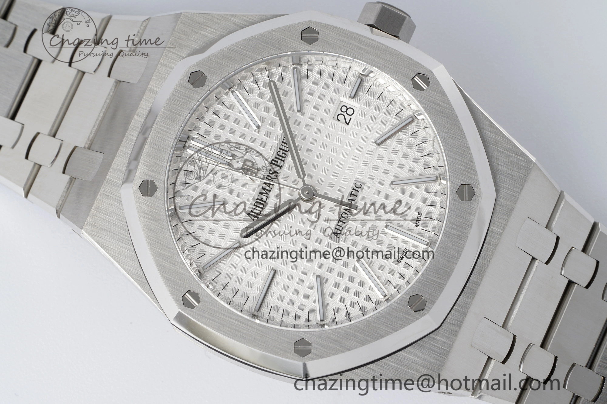Cozy Royal Oak 41mm 15400 SS APSF 1:1 Best Edition White Textured Dial on SS Bracelet A3120 Super Clone V 4729