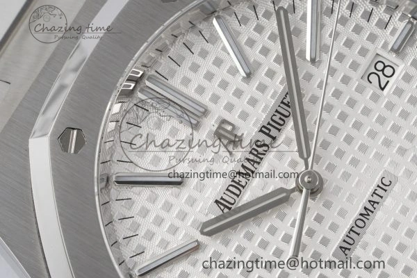 Cozy Royal Oak 41mm 15400 SS APSF 1:1 Best Edition White Textured Dial on SS Bracelet A3120 Super Clone V 4729