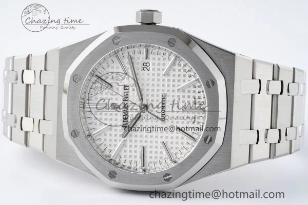 Cozy Royal Oak 41mm 15400 SS APSF 1:1 Best Edition White Textured Dial on SS Bracelet A3120 Super Clone V 4729