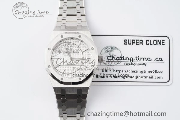 Cozy Royal Oak 41mm 15400 SS APSF 1:1 Best Edition White Textured Dial on SS Bracelet A3120 Super Clone V 4729