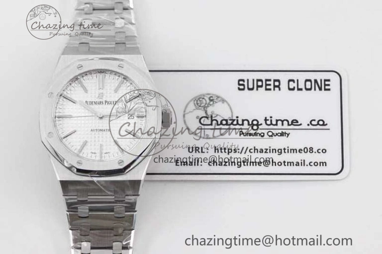 StreetReady Royal Oak 41mm 15400 SS APSF 1:1 Best Edition White Textured Dial on SS Bracelet A3120 Super Clone 4778