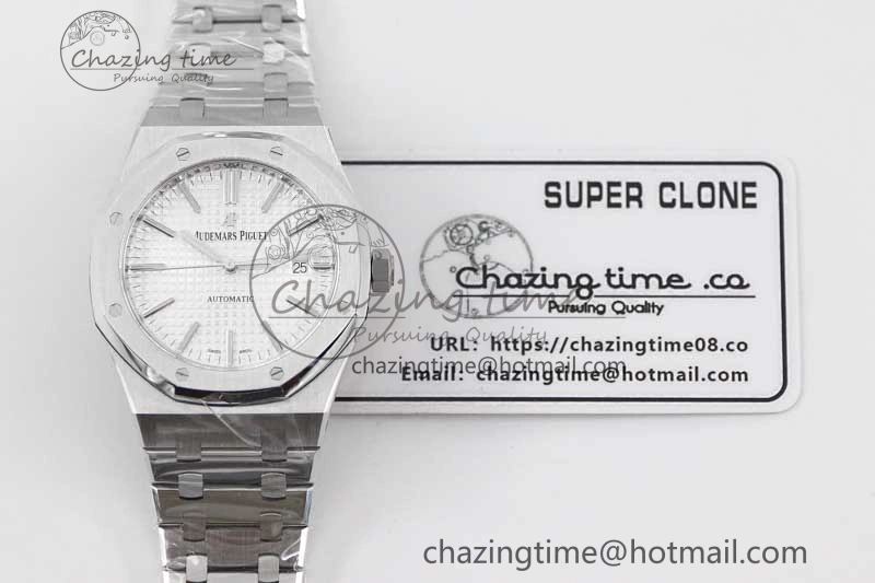 StreetReady Royal Oak 41mm 15400 SS APSF 1:1 Best Edition White Textured Dial on SS Bracelet A3120 Super Clone 4778