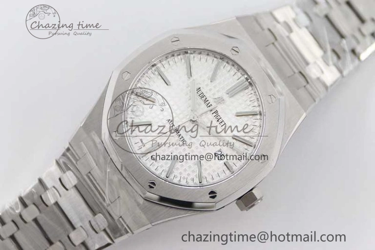 StreetReady Royal Oak 41mm 15400 SS APSF 1:1 Best Edition White Textured Dial on SS Bracelet A3120 Super Clone 4778