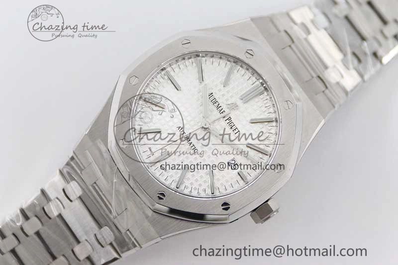 StreetReady Royal Oak 41mm 15400 SS APSF 1:1 Best Edition White Textured Dial on SS Bracelet A3120 Super Clone 4778