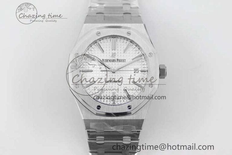 StreetReady Royal Oak 41mm 15400 SS APSF 1:1 Best Edition White Textured Dial on SS Bracelet A3120 Super Clone 4778