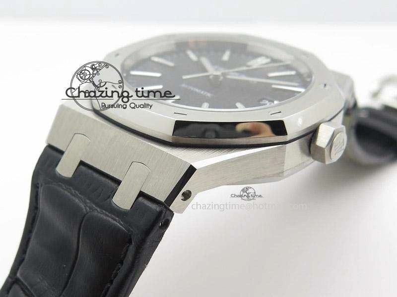 Royal Oak 41mm 15400 SS JF 1:1 Best Edition Black Dial On Black Leather Strap A Snug 5106