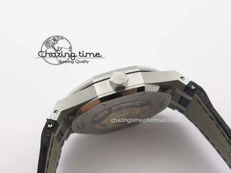 Royal Oak 41mm 15400 SS JF 1:1 Best Edition Black Dial On Black Leather Strap A Snug 5106