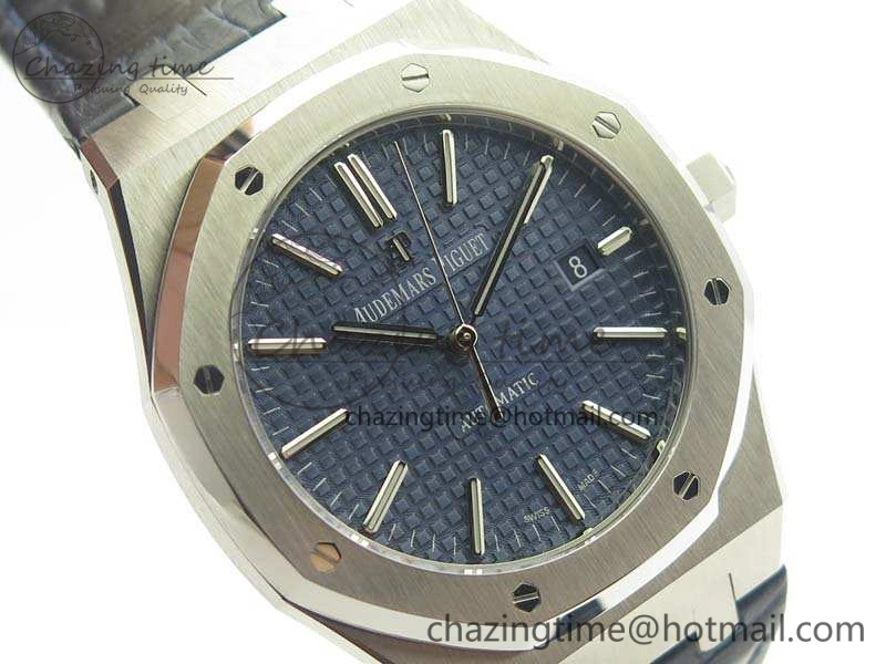 MultiPurpose Royal Oak 41mm 15400 SS JF 1:1 Best Edition Blue Textured Dial On Blue Leather Strap A3120 V 4966
