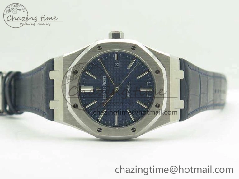 MultiPurpose Royal Oak 41mm 15400 SS JF 1:1 Best Edition Blue Textured Dial On Blue Leather Strap A3120 V 4966