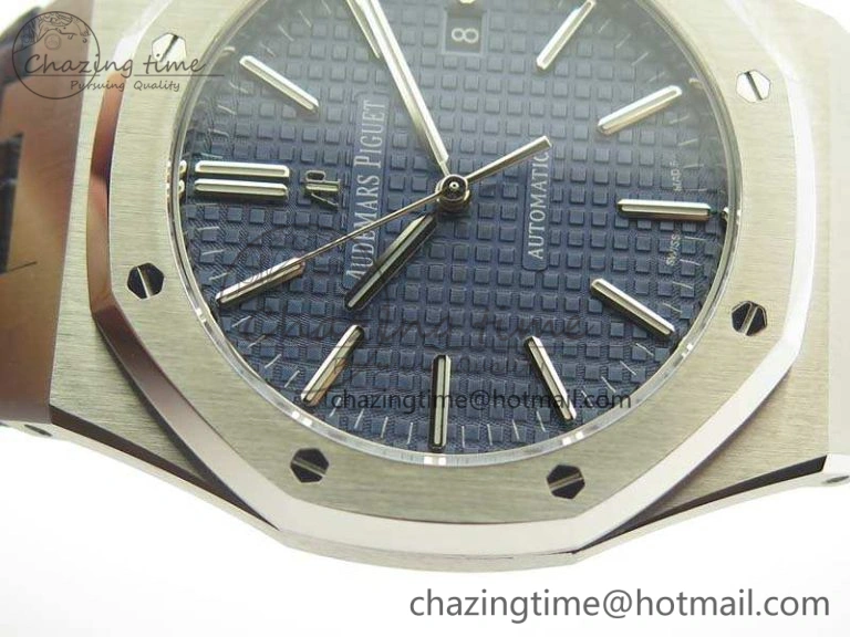 MultiPurpose Royal Oak 41mm 15400 SS JF 1:1 Best Edition Blue Textured Dial On Blue Leather Strap A3120 V 4966
