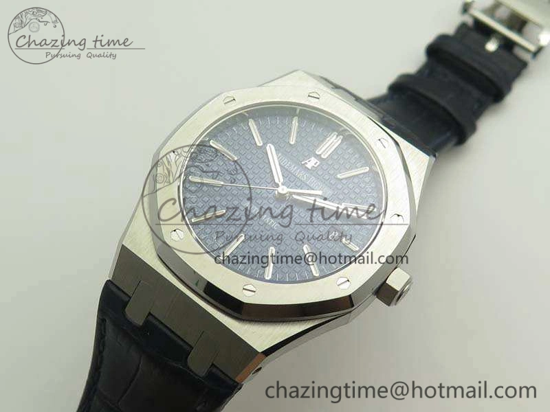 MultiPurpose Royal Oak 41mm 15400 SS JF 1:1 Best Edition Blue Textured Dial On Blue Leather Strap A3120 V 4966