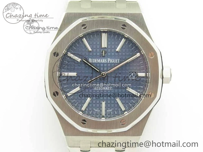 Royal Oak 41mm 15400 SS JF 1:1 Best Edition Blue Textured Dial on SS Bracelet A3120 V QuickDry 4889