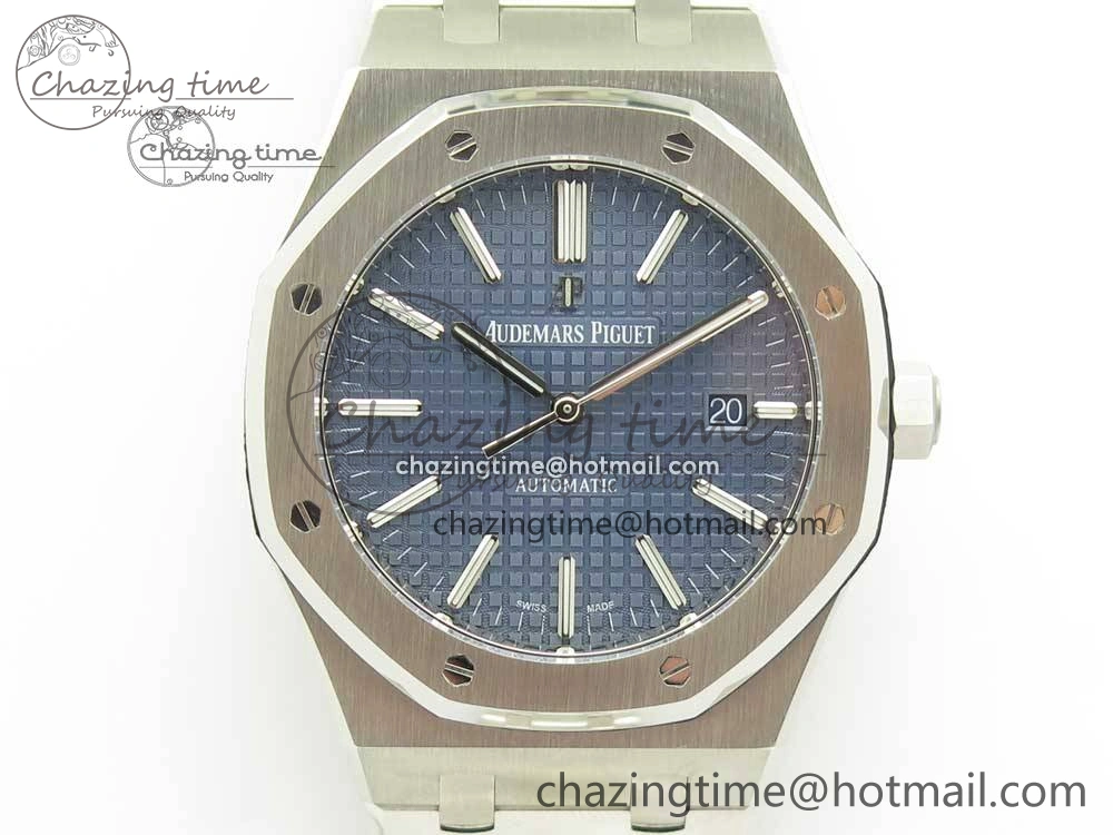 Royal Oak 41mm 15400 SS JF 1:1 Best Edition Blue Textured Dial on SS Bracelet A3120 V QuickDry 4889