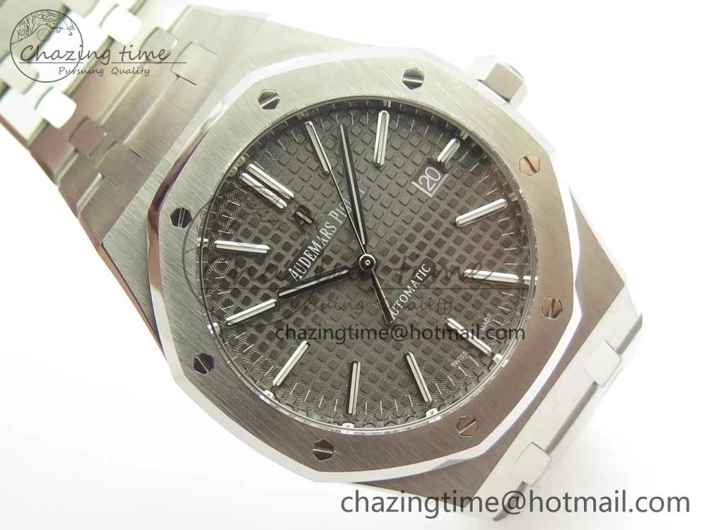 Royal Oak 41mm 15400 SS JF 1:1 Best Edition Gray Textured Dial on SS Bracelet A3120 V TravelReady 4881