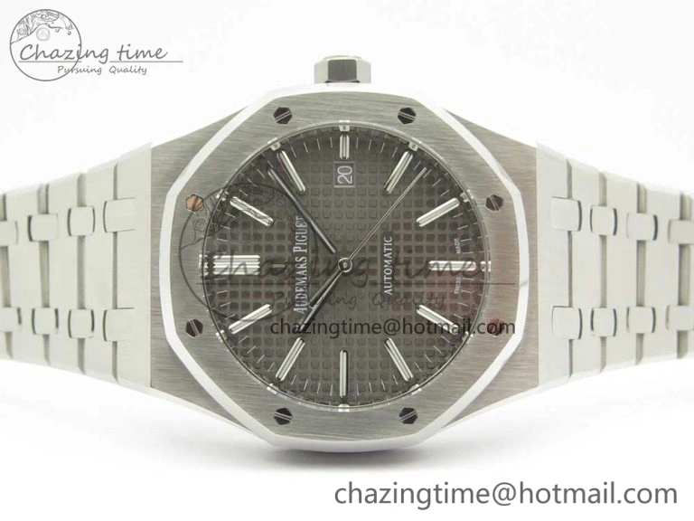 Royal Oak 41mm 15400 SS JF 1:1 Best Edition Gray Textured Dial on SS Bracelet A3120 V TravelReady 4881