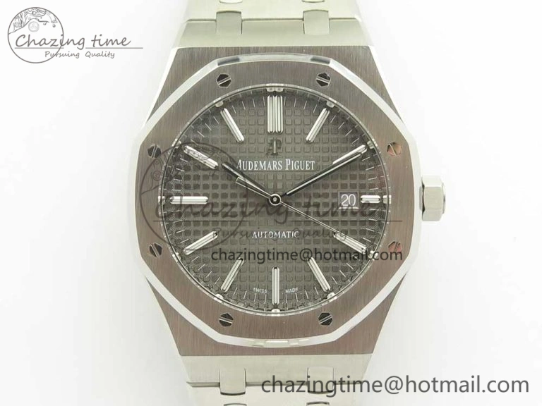 Royal Oak 41mm 15400 SS JF 1:1 Best Edition Gray Textured Dial on SS Bracelet A3120 V TravelReady 4881
