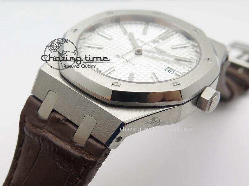 ZeroBulk Royal Oak 41mm 15400 SS JF 1:1 Best Edition Silver Dial On Brown Leather Strap A 5108