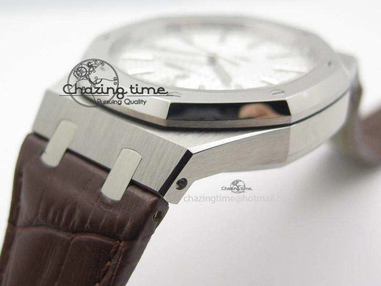 ZeroBulk Royal Oak 41mm 15400 SS JF 1:1 Best Edition Silver Dial On Brown Leather Strap A 5108