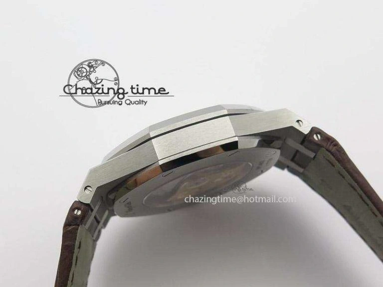 ZeroBulk Royal Oak 41mm 15400 SS JF 1:1 Best Edition Silver Dial On Brown Leather Strap A 5108