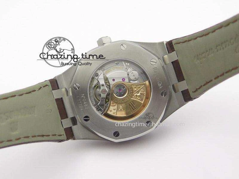 ZeroBulk Royal Oak 41mm 15400 SS JF 1:1 Best Edition Silver Dial On Brown Leather Strap A 5108