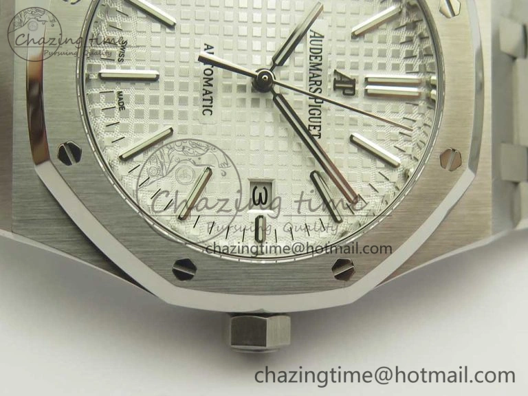 Timeless Royal Oak 41mm 15400 SS OMF 1:1 Best Edition White Dial on SS Bracelet A 4906
