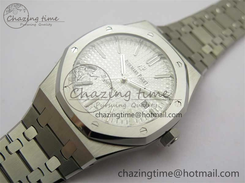 Royal Oak 41mm 15400 SS RSF 1:1 Best Edition White Textured Dial on SS Bracelet A3120 Super Clone BestValue 4791