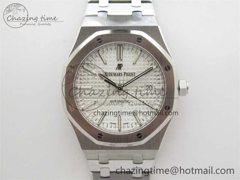Royal Oak 41mm 15400 SS RSF 1:1 Best Edition White Textured Dial on SS Bracelet A3120 Super Clone BestValue 4791