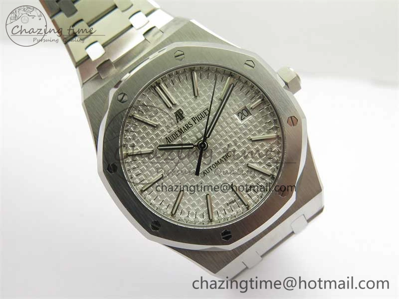Royal Oak 41mm 15400 SS RSF 1:1 Best Edition White Textured Dial on SS Bracelet A3120 Super Clone BestValue 4791