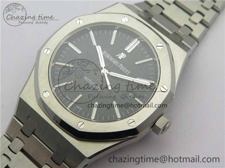 Royal Oak 41mm 15400 SS Z+F 1:1 Best Edition Black Textured Dial on SS Bracelet A3120 (Free Box) Classic 4864
