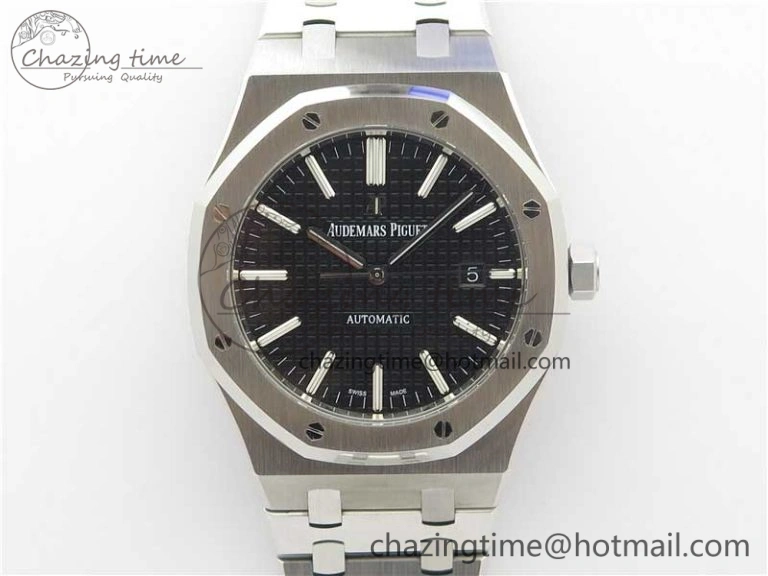 Royal Oak 41mm 15400 SS Z+F 1:1 Best Edition Black Textured Dial on SS Bracelet A3120 (Free Box) Classic 4864