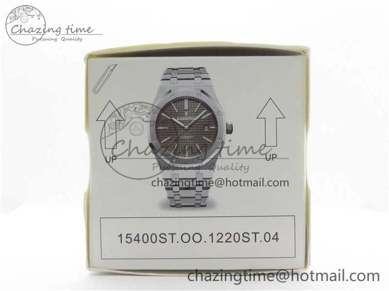 Royal Oak 41mm 15400 SS Z+F 1:1 Best Edition Black Textured Dial on SS Bracelet A3120 (Free Box) Classic 4864