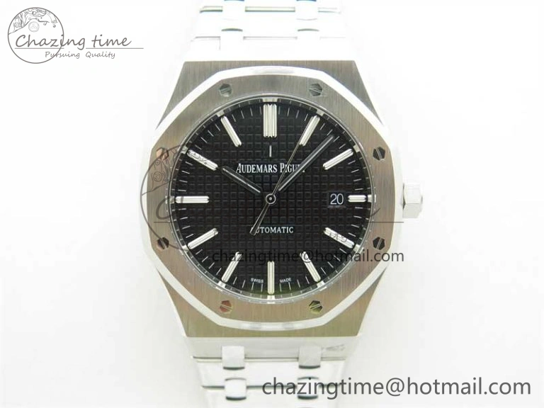 Royal Oak 41mm 15400 SS ZF 1:1 Best Edition Black Textured Dial on SS Bracelet SA3120 Super Clone Elegant 4814