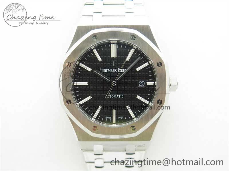 Royal Oak 41mm 15400 SS ZF 1:1 Best Edition Black Textured Dial on SS Bracelet SA3120 Super Clone Elegant 4814