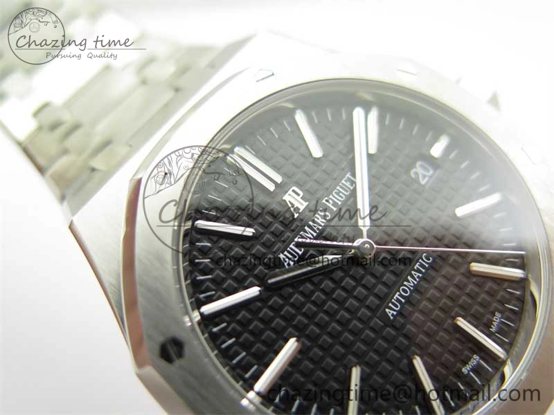 Royal Oak 41mm 15400 SS ZF 1:1 Best Edition Black Textured Dial on SS Bracelet SA3120 Super Clone Elegant 4814