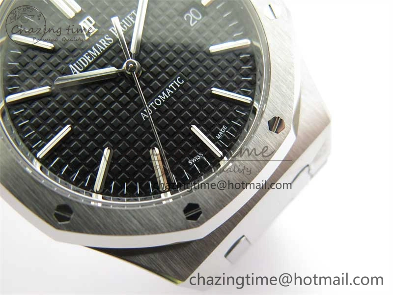 Royal Oak 41mm 15400 SS ZF 1:1 Best Edition Black Textured Dial on SS Bracelet SA3120 Super Clone Elegant 4814