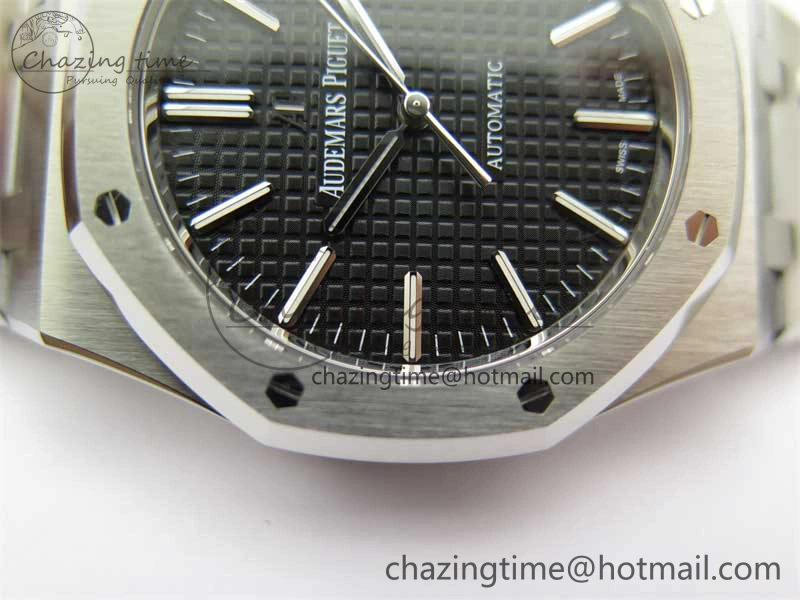 Royal Oak 41mm 15400 SS ZF 1:1 Best Edition Black Textured Dial on SS Bracelet SA3120 Super Clone Elegant 4814