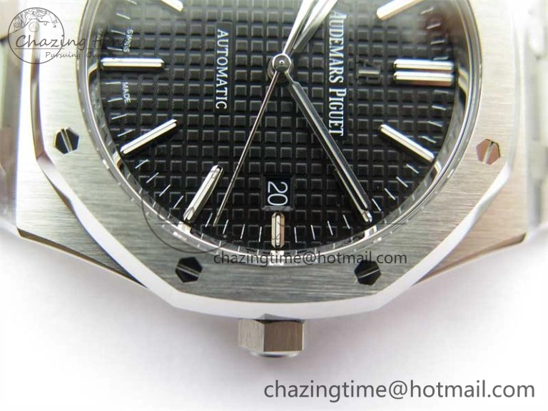 Royal Oak 41mm 15400 SS ZF 1:1 Best Edition Black Textured Dial on SS Bracelet SA3120 Super Clone Elegant 4814