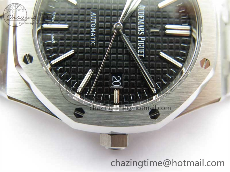 Royal Oak 41mm 15400 SS ZF 1:1 Best Edition Black Textured Dial on SS Bracelet SA3120 Super Clone Elegant 4814