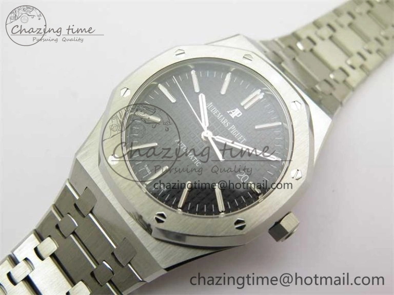 Royal Oak 41mm 15400 SS ZF 1:1 Best Edition Black Textured Dial on SS Bracelet SA3120 Super Clone Elegant 4814
