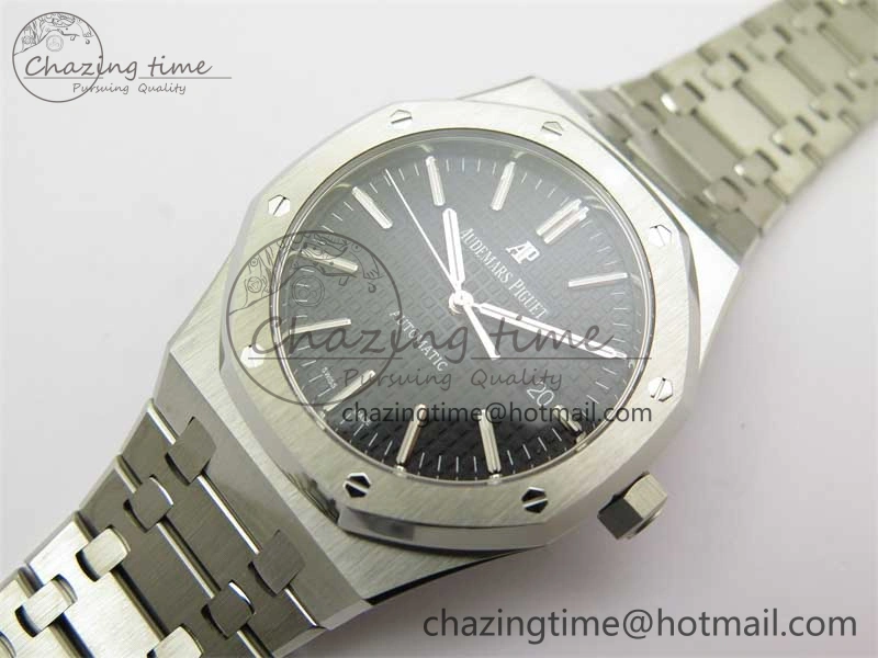 Royal Oak 41mm 15400 SS ZF 1:1 Best Edition Black Textured Dial on SS Bracelet SA3120 Super Clone Elegant 4814