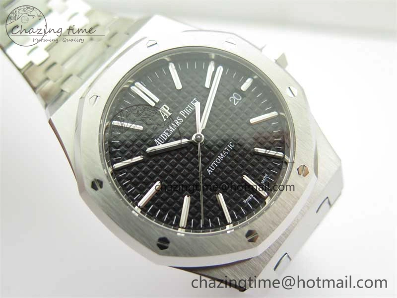 Royal Oak 41mm 15400 SS ZF 1:1 Best Edition Black Textured Dial on SS Bracelet SA3120 Super Clone Elegant 4814