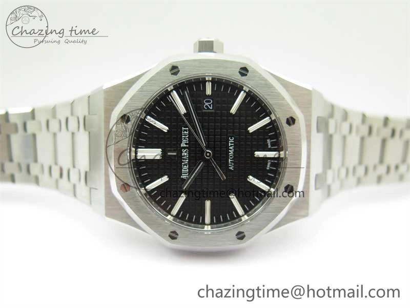Royal Oak 41mm 15400 SS ZF 1:1 Best Edition Black Textured Dial on SS Bracelet SA3120 Super Clone Elegant 4814