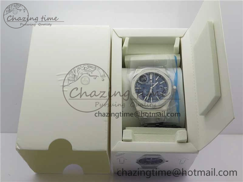 Practical Royal Oak 41mm 15400 SS Z+F 1:1 Best Edition Blue Textured Dial on SS Bracelet A3120 (Free Box) 4873