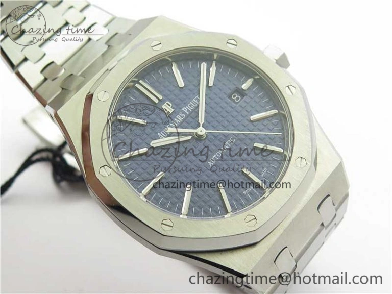Practical Royal Oak 41mm 15400 SS Z+F 1:1 Best Edition Blue Textured Dial on SS Bracelet A3120 (Free Box) 4873