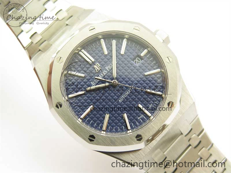 Resilient Royal Oak 41mm 15400 SS ZF 1:1 Best Edition Blue Textured Dial on SS Bracelet SA3120 Super Clone 4811
