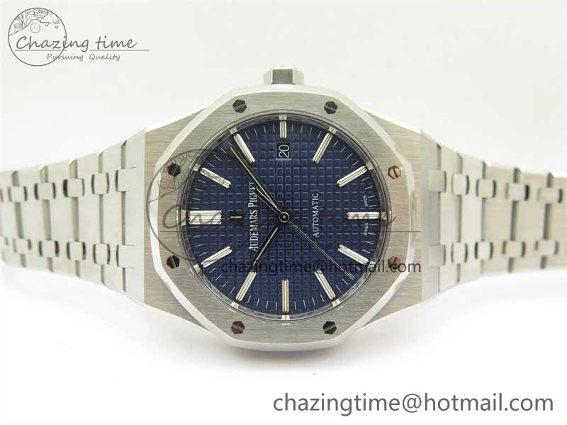 Resilient Royal Oak 41mm 15400 SS ZF 1:1 Best Edition Blue Textured Dial on SS Bracelet SA3120 Super Clone 4811