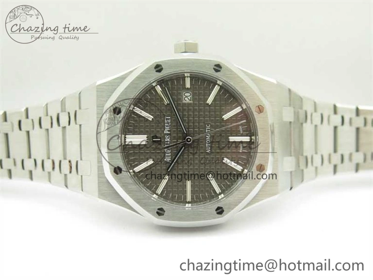 BestValue Royal Oak 41mm 15400 SS ZF 1:1 Best Edition Gray Textured Dial on SS Bracelet SA3120 Super Clone 4813