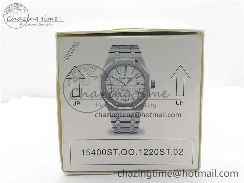 Royal Oak 41mm 15400 SS ZF 1:1 Best Edition White Textured Dial on SS Bracelet A3120 (Free Box) ComfortFit 4858